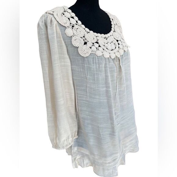 ADIVA ivory top with cotton crochet bodice details, size S - Picture 6 of 7